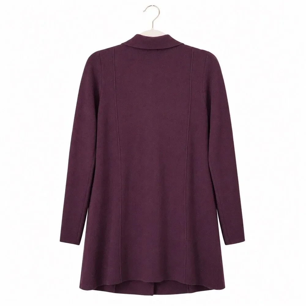 J. Jill Women’s New Double-Knit Long Sleeve Sweater Blazer Spiced Wine Size M